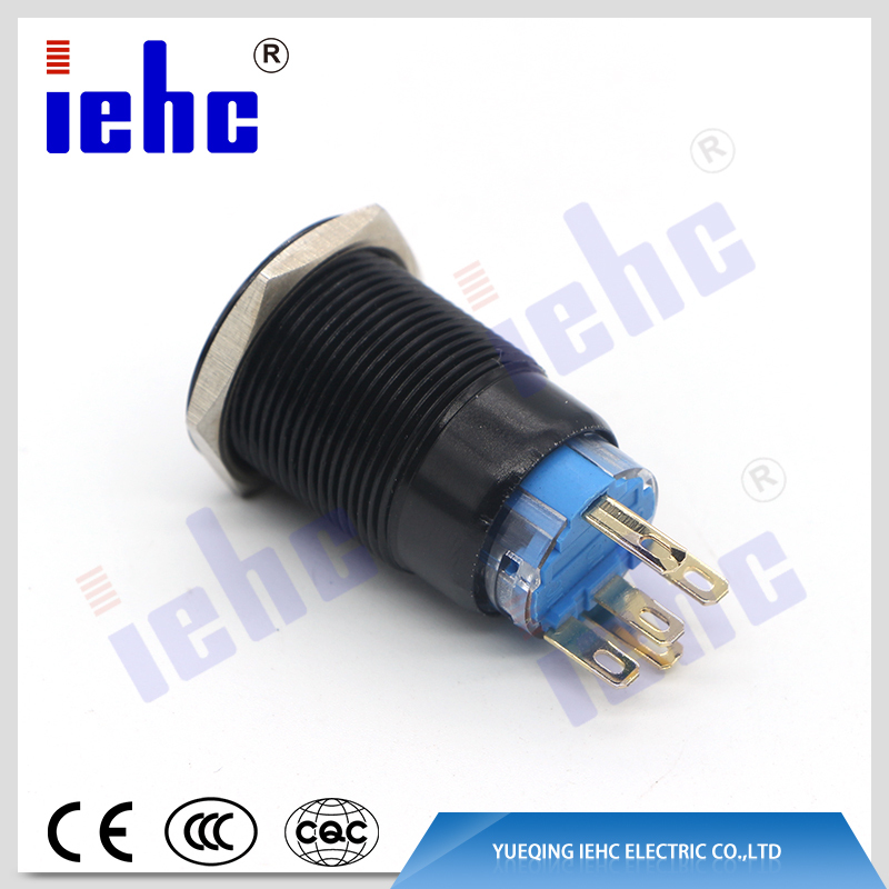 YHJ series factory supply 19mm flat round 1no momentary push button switch