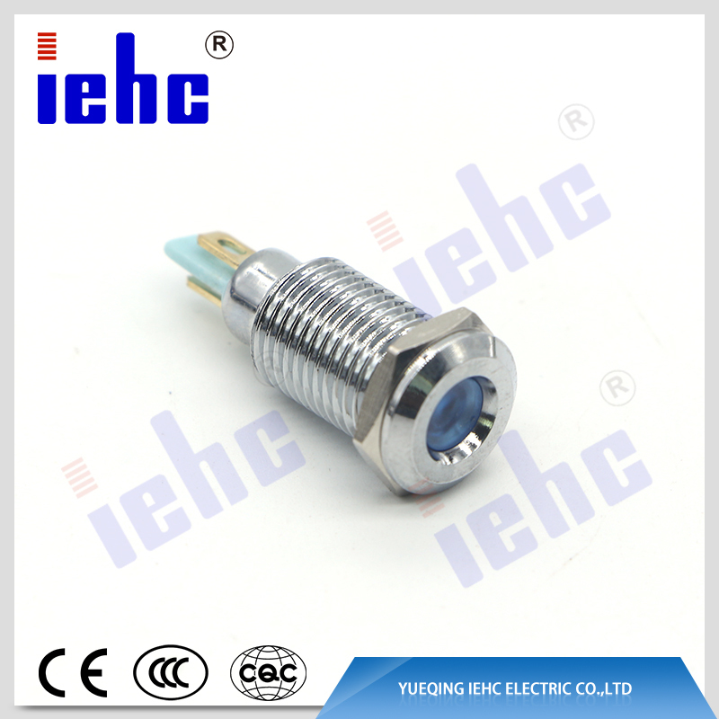 YHJ series China manufacturer 2pin 10mm waterproof blue led metal indicator lights