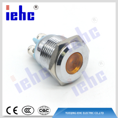 iehc YHJ series manufacturer 16mm 2 pin waterproof yellow led anti-vandal metal indicator light
