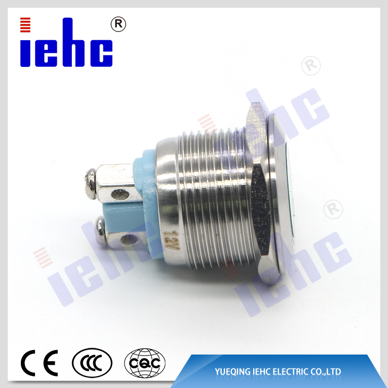 YHJ series factory supply 19mm 2pin ip67 green waterproof anti-vandal led metal indicator light