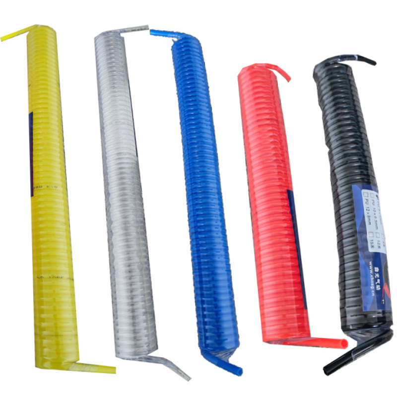 Factory direct selling Pu spring recoil pipe high pressure red flexible spiral polyurethane pneumatic hose