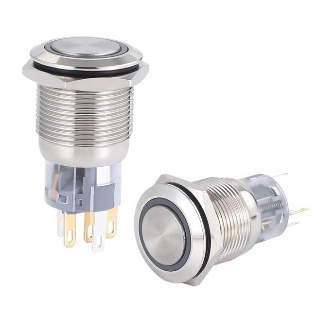 iehc YHJ16-261 waterproof 12v led 16mm magnetic switch push button