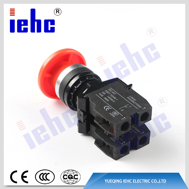 iehc LA42 series high quality 250C AV 10A mushroom waterproof momentary push button switch