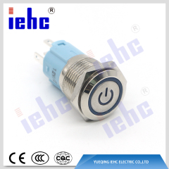YHJ16-261 16mm 5A 250V 5 pin led waterproof metal push button switch with power symbol