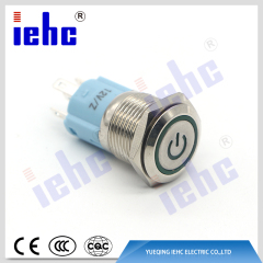 YHJ16-261 16mm 5A 250V 5 pin green led illuminated stainless steel waterproof metal push button switch