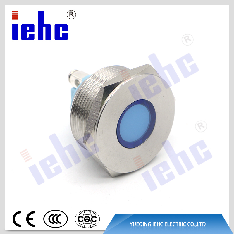 YHJ series factory supply 25mm ip67 waterproof anti-vandal blue led metal indicator light