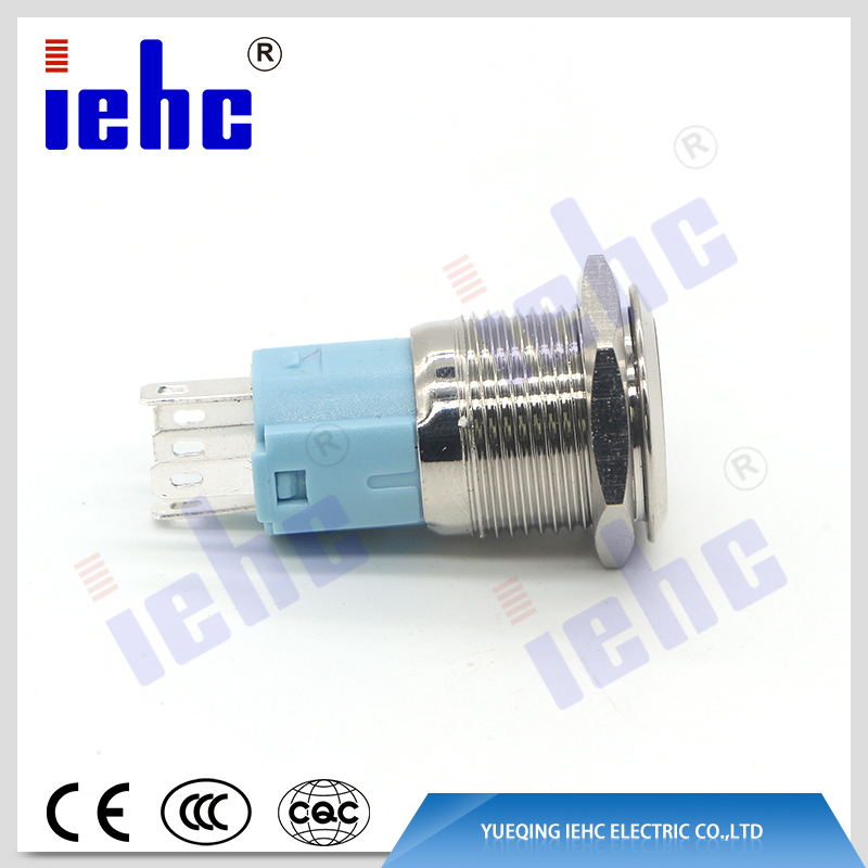 YHJ16-261 16mm 5A 250V 5 pin red illuminated anti-vandal waterproof metal push button switch with led
