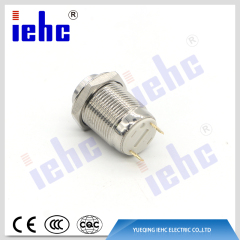 YHJ series factory supply 2 pin 12mm waterproof anti-vandal metal push button switch