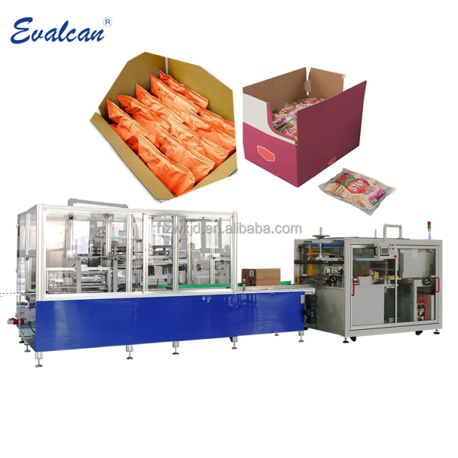 Case forming filling sealing packing machine for snacks stand up pouch Wrap around case packer