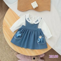 Conyson Wholesale Floral Cartoon Printing Kids Girls Casual Long Sleeve Spring Autumn Tutu Toddler Baby Girl Cotton Dress