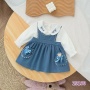 Conyson Wholesale Floral Cartoon Printing Kids Girls Casual Long Sleeve Spring Autumn Tutu Toddler Baby Girl Cotton Dress