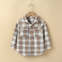 Fashion Autumn Children Girl Boy Warm Coat Plaid Long Sleeve Pocket Button Turn-down Collar Shirts Coat Jacket Tops Outwear