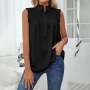 Conyson Hot Sale New Style Summer Woven Lotus Sleeve Lotus Collar Button Ruffle Formal Women's Vests And Chiffon Waistcoats