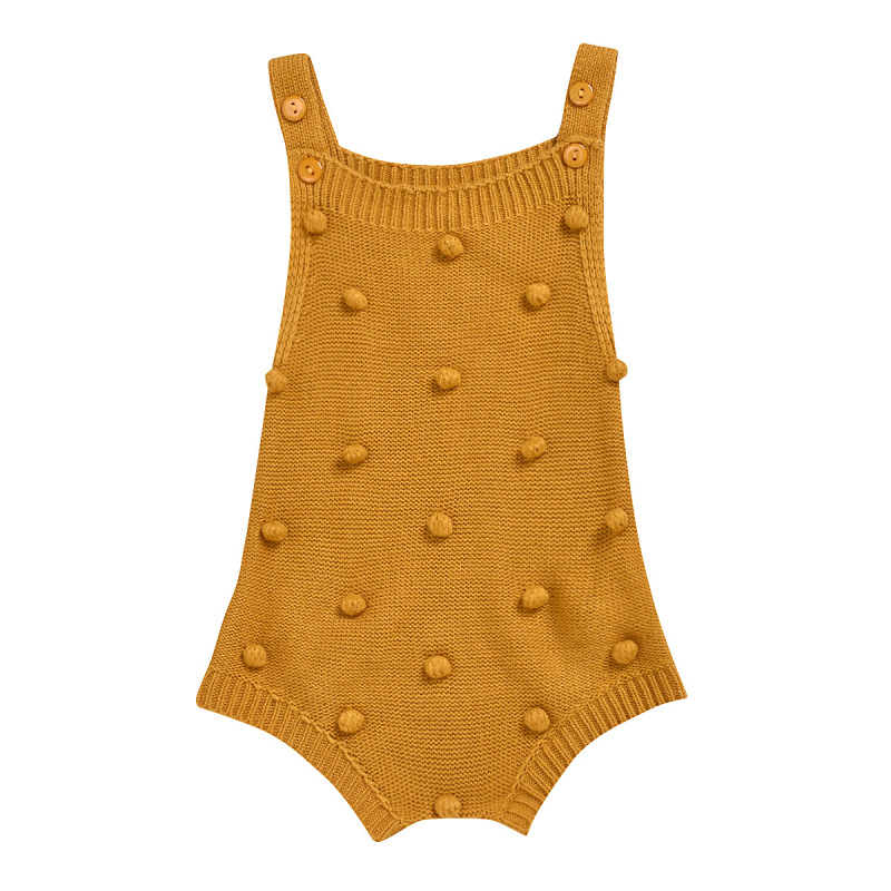 Spring Autumn Clothing Infant Newborn Baby Boy Girl Jumpsuit Solid Baby Bodysuit  Solid Pompom Knitted Rompers Infant Clothes