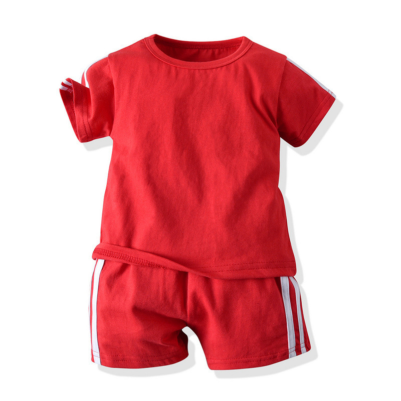 Conyson wholesale Custom Summer Children's Short-Sleeved Pullover Stationary Multi-Color Two-Piece Children's Clothing Kids Set