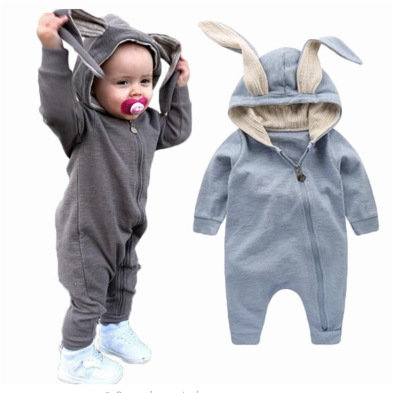 Long Sleeve Baby boys' rompers Newborn Baby Rabbit Romper Jumpsuit Wholesale Cotton hooded newborn baby winter clothes