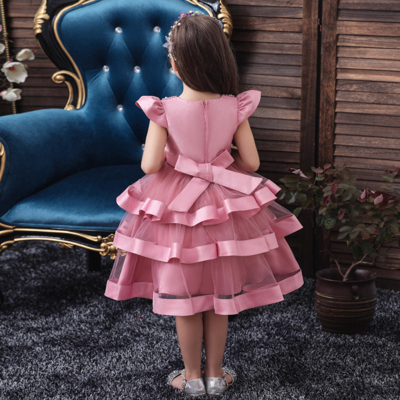 Hot Selling Multi-Layered Baby Girl Birthday Flower Girl Dresses Cotton Kids Clothes Girl Princess Party Dresses