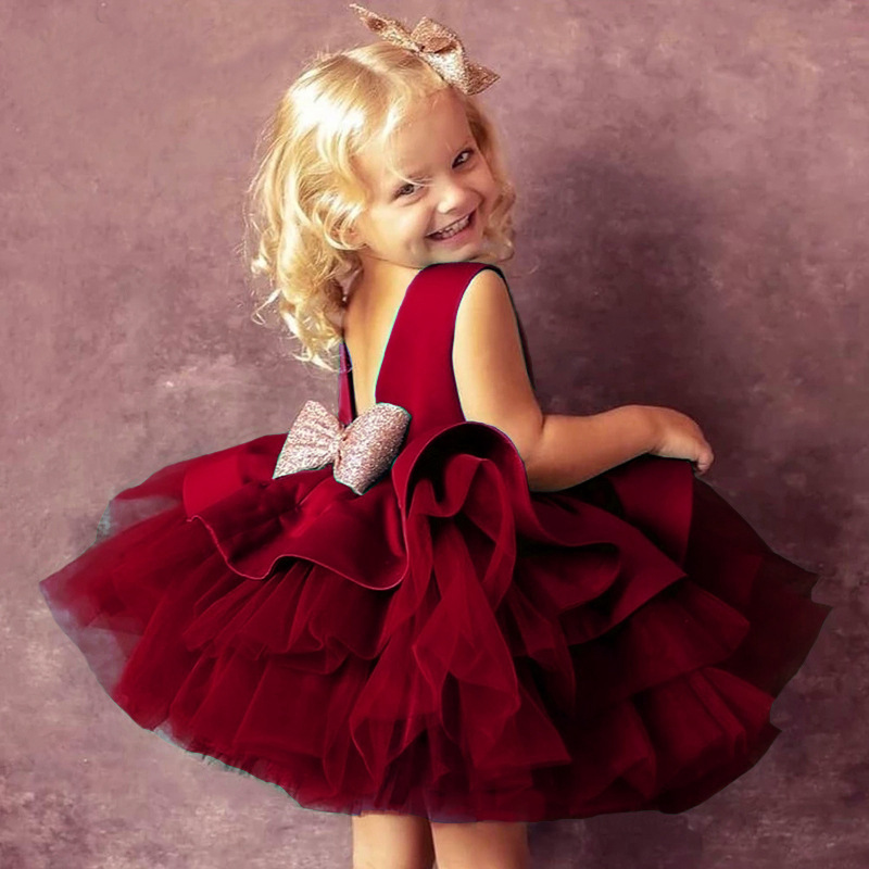 Top Sale Newborn Flower Baby Girl Party Dress Lovely Baby Girl Birthday Tutu Party Dress Newborn Flower Baby Girls' Dresses