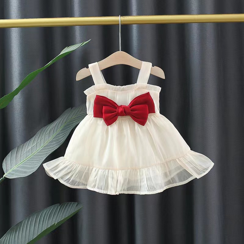 Conyson High Quality Summer Cotton Polyester 1-3 Years Old Sleeveless Fashionable Sweet Style Bowknot Girl New Princess Dresses
