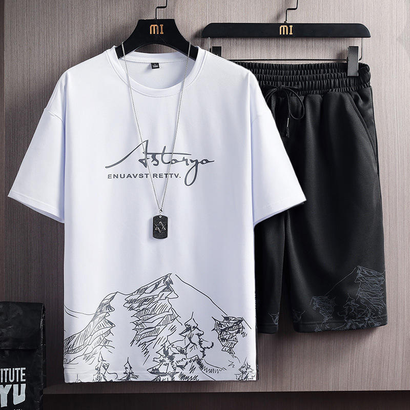 Conyson 2023 New Style Wholesale Men's Sportswear Stylish Vintage Short Sleeve 5xlt Tall And Big Mens Clothing Set