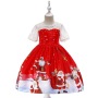 Conyson Wholesale Hot Sale Designer Christmas Party Wear  Boutique Printed Trailing Baby Girls' Dresses