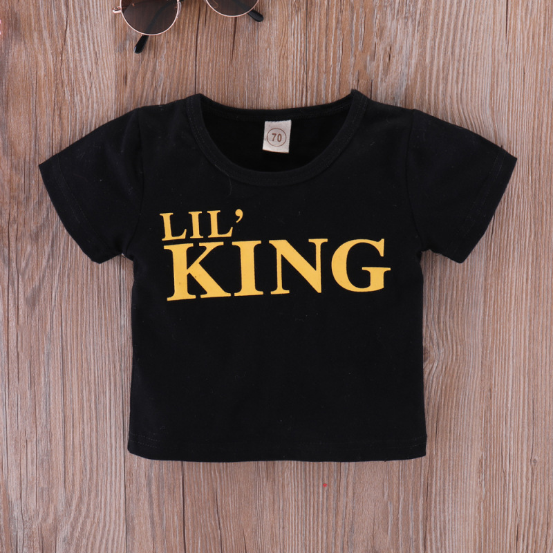 Wholesale Letter Print Short Sleeve Cotton Knitted Kids Toddler Boys Summer 2 Piece Clothes Set