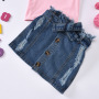 Summer Alphabetic T-shirt Jean Skirt Girls Clothing Sets Short Sleeve Worsted Children Girl Clothes Set Letter Pattern