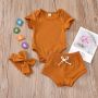 Conyson Hot Sale New Designer Baby Girls Clothes Outfits Cotton Summer Kids Short Sleeve T-Shirts+Shorts+Headband Clothing Set
