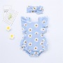 New 2021 Summer Newborn Baby Girl Clothes Sleeveless Romper Outfits Baby Girl Clothes Printed Floral Romper Jumpsuit +headband