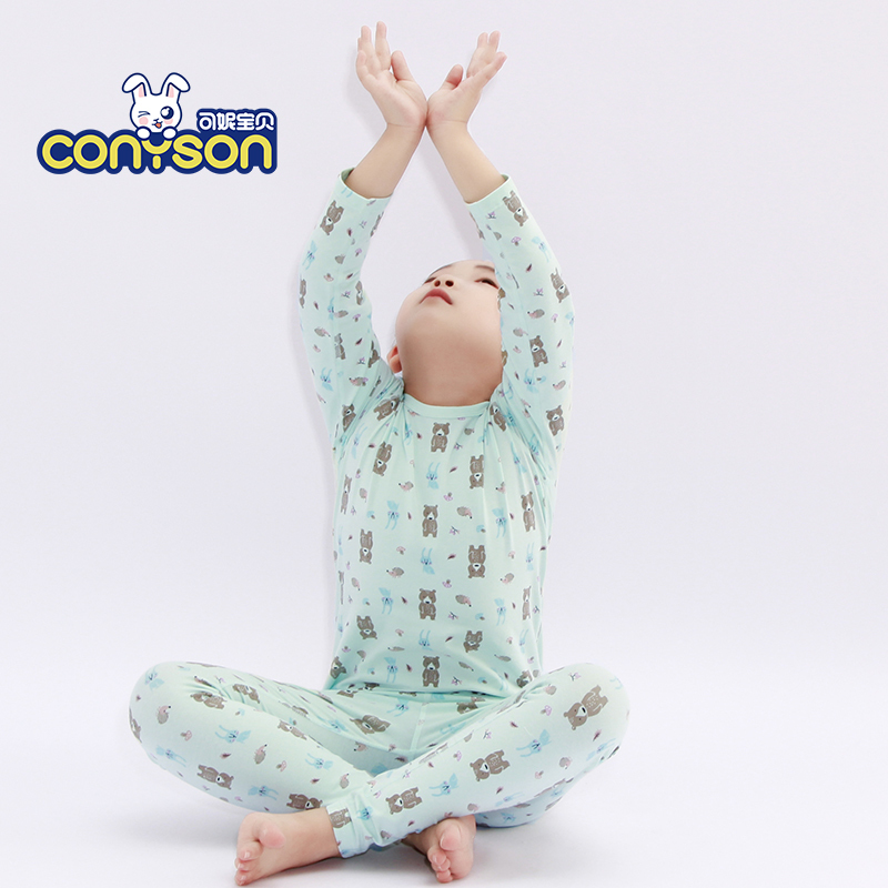 Conyson OEM ODM High Quality Spring Girls Cotton Breathable Long Sleeve Animal Cartoon Print Kids Pajamas