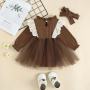 Conyson Wholesale Infant Baby Summer Long Sleeve Easter Gift Bunny Rabbit Print Lace Princess Romper Headband Set