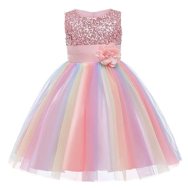 Conyson Summer Children Girls Mesh Long Party Dress Sleeveless Flower Boutique Kids Girl Dresses High Quality Formal Dresses