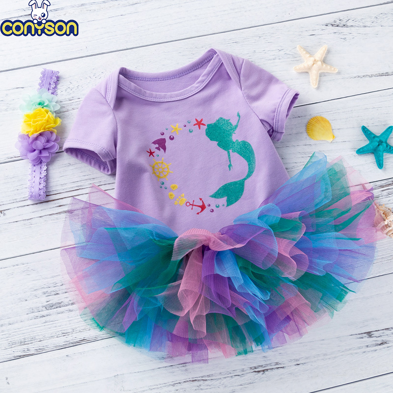 Conyson Boutique Kids Newborn Infant Girls Fancy Children's Clothing Shorts Set Tops Floral Summer Cute 3 Pieces Baby Romper