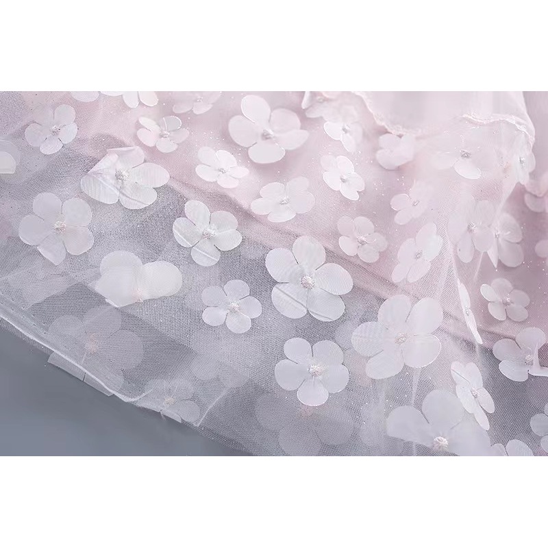 Conyson Hot Sale Spring Autumn Long Sleeve Cotton Kids Girls Wedding Mesh Flower Dress With Bag Baby Girl Party Dresses