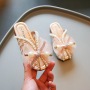 Conyson Special Design Children Fish tip Anti-slip Slides Sandals Plain Lace Bowknot Pearl Elegant Baby girl Princess Slippers