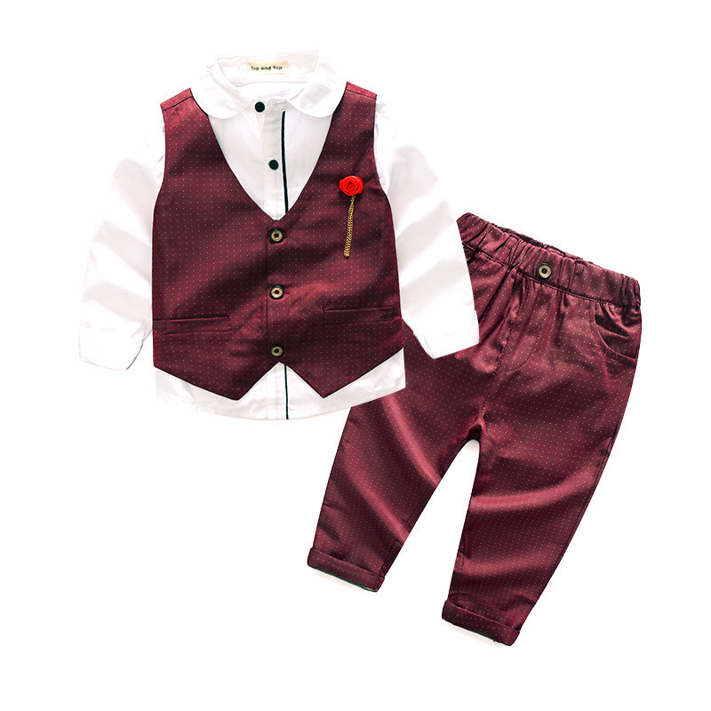 Conyson hot sale fashion autumn rts Boy kids boutique party suits children Clothing cotton Casual wholesale 3-piece clothes Sets
