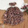 Baby Girl Autumn Princess Leopard Print Dress Suit Letter Stitching Leopard Print Jacket Suit 3pc Set
