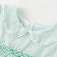 Customization Embroidery Kids Dress Summer 100% Cotton Casual Handmade Smocking Dress Boutique Party Smock Dress Girl