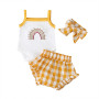 Conyson rts wholesale fashion toddler kids clothes suit 3-piece cotton apparel baby girls' summer clothing sets newborn clothes