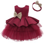Conyson Tulle Lace Girl Dress Elegant Princess  Pageant Birthday Party Sequin Leak Back Dress Newborn baby little girl dress