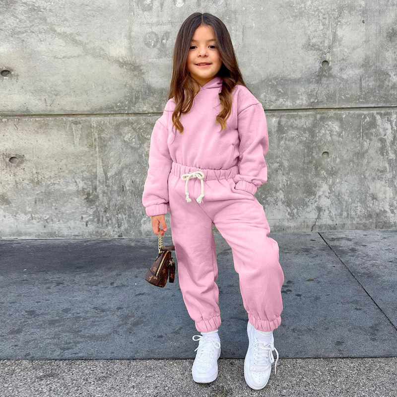Conyson Custom LOGO Children Clothes Suit Hoodies Jogging Outfits Fashion 2 Piece Kids Tracksuit Sweatsuit Girl Clothing Set