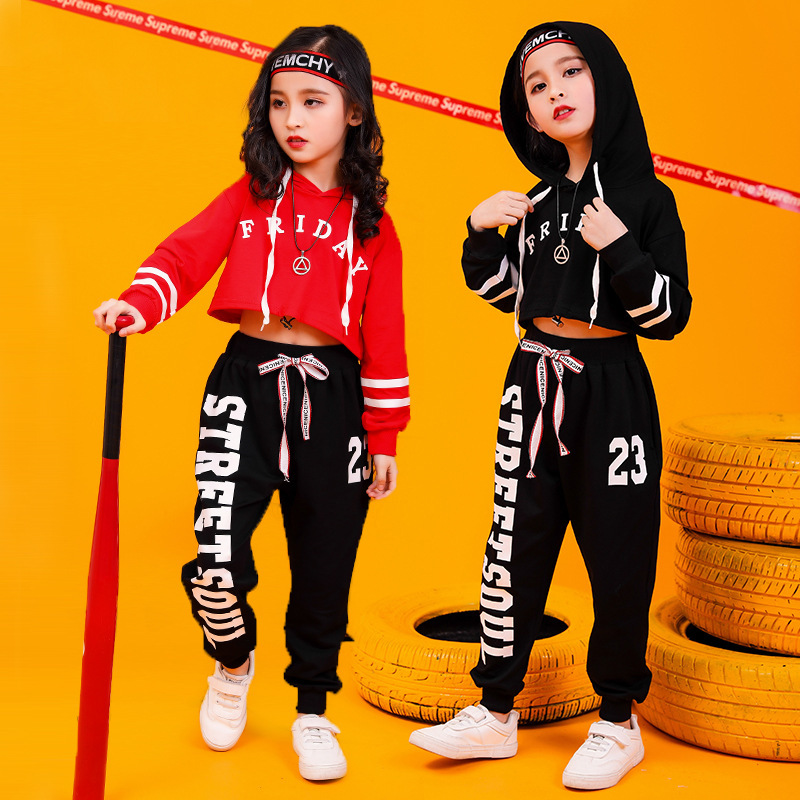 Fashion New Handsome Street Dance Girls Sweatsuits Children's Performance Autumn Clothing Sets