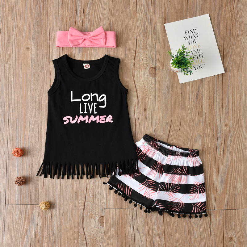 Conyson rts korea fashion summer Children's print rainbow cotton clothes infant kid short suit two-pieces vest girl clothing Set