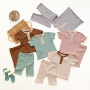 Conyson High Quality Outfit Summer Infants Clothing Unisex Organic Newborn Plain Baby Clothes Knitted 2 Pcs Kids Matching Sets