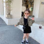 Beautiful Older Children Girls Autumn Long-sleeved Leopard Coat  Knitted Skirt Set
