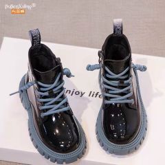 Conyson wholesale kids korean fashion designer lace-up candy color martin boot boy girls autumn winter PU Leather outdoor shoes