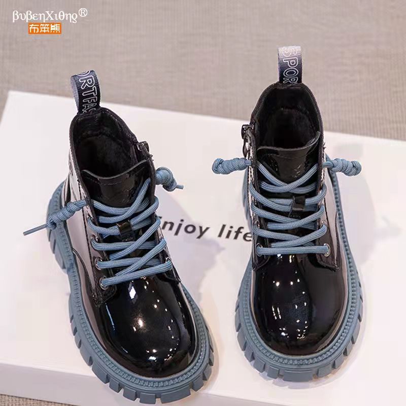 Conyson wholesale kids korean fashion designer lace-up candy color martin boot boy girls autumn winter PU Leather outdoor shoes