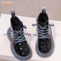 Conyson wholesale kids korean fashion designer lace-up candy color martin boot boy girls autumn winter PU Leather outdoor shoes