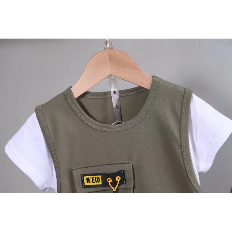Conyson High Quality Summer Short Sleeve Organic Cotton Sports Style Pullover Two Piece Kids Boy Shorts Casual Clothing Set