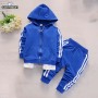 Conyson Wholesale Cotton Spring Unisex Stripe Casual Long Sleeve Zip Sweatsuit Boutique Baby Boys' Clothing 2 pcs Sets